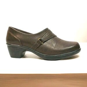 Easy Street Rasia Womens 9W Dress Shoe Brown Block Heel Side Zip Comfort Strap